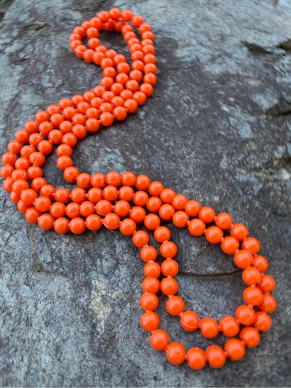 Vintage SNAP BEADS Orange Bead Long Necklace